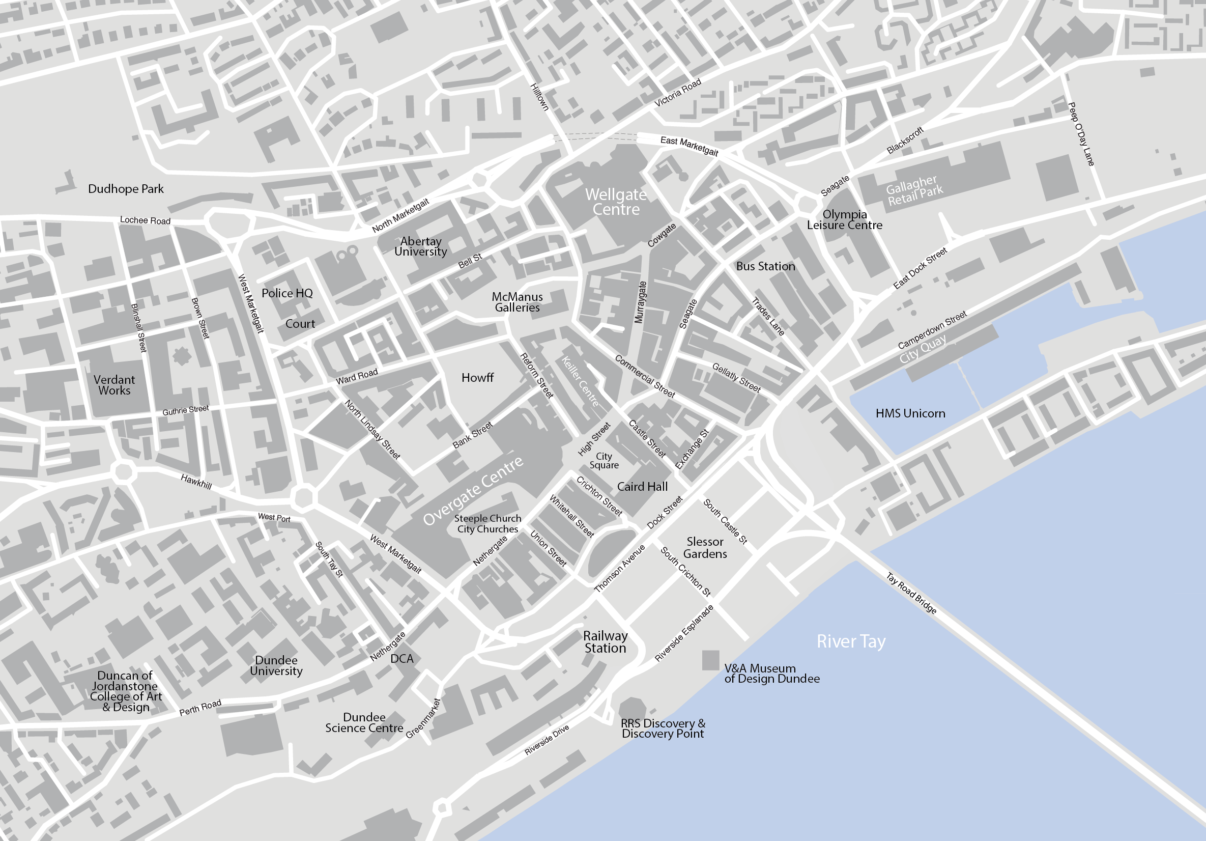 Dundee City Centre Map. 